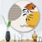 Designart - Botanical Minimalist Leaf With Abstract Shapes I - Modern Metal Circle Wall Art